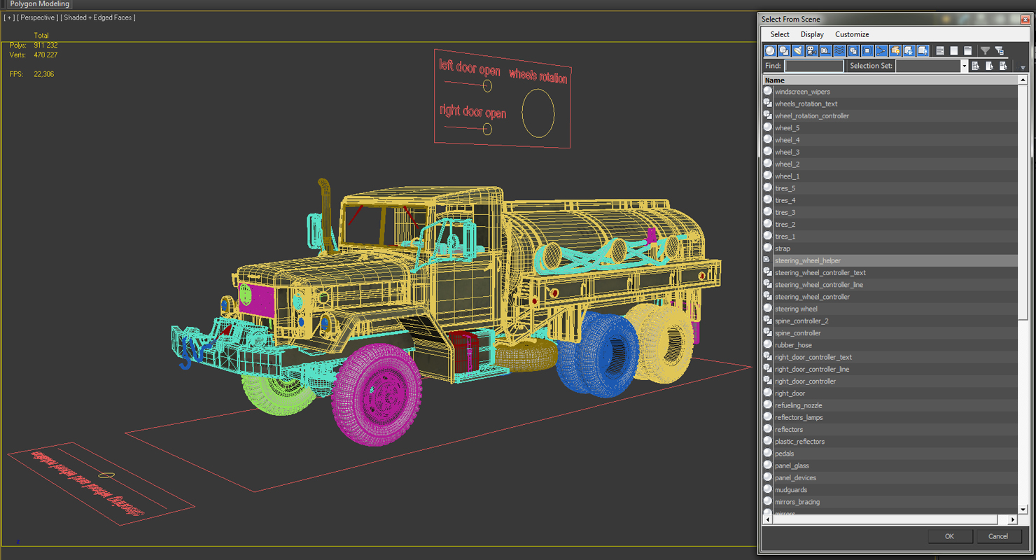 US Army Fuel Tank Truck m49 Rigged 3D model