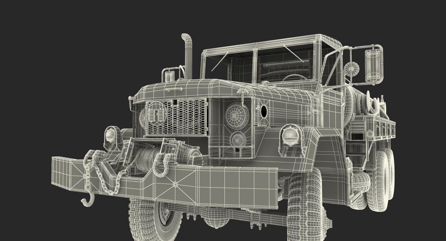 US Army Fuel Tank Truck m49 Rigged 3D model