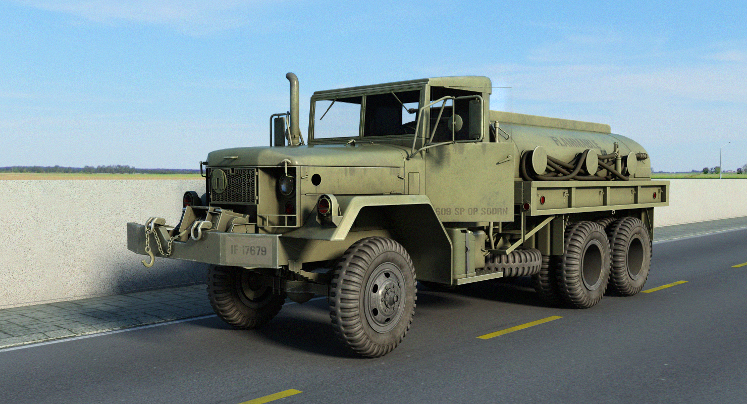 US Army Fuel Tank Truck m49 Rigged 3D model