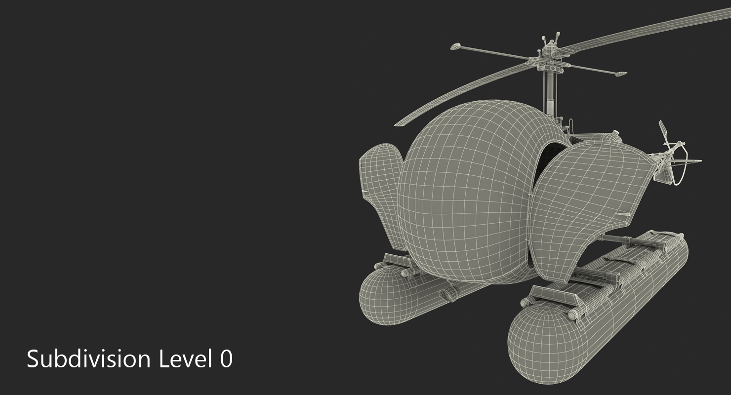 3D Bell 47 On Floats Police Rigged