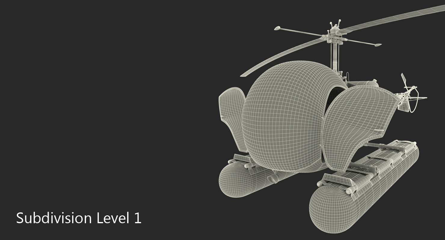3D Bell 47 On Floats Police Rigged
