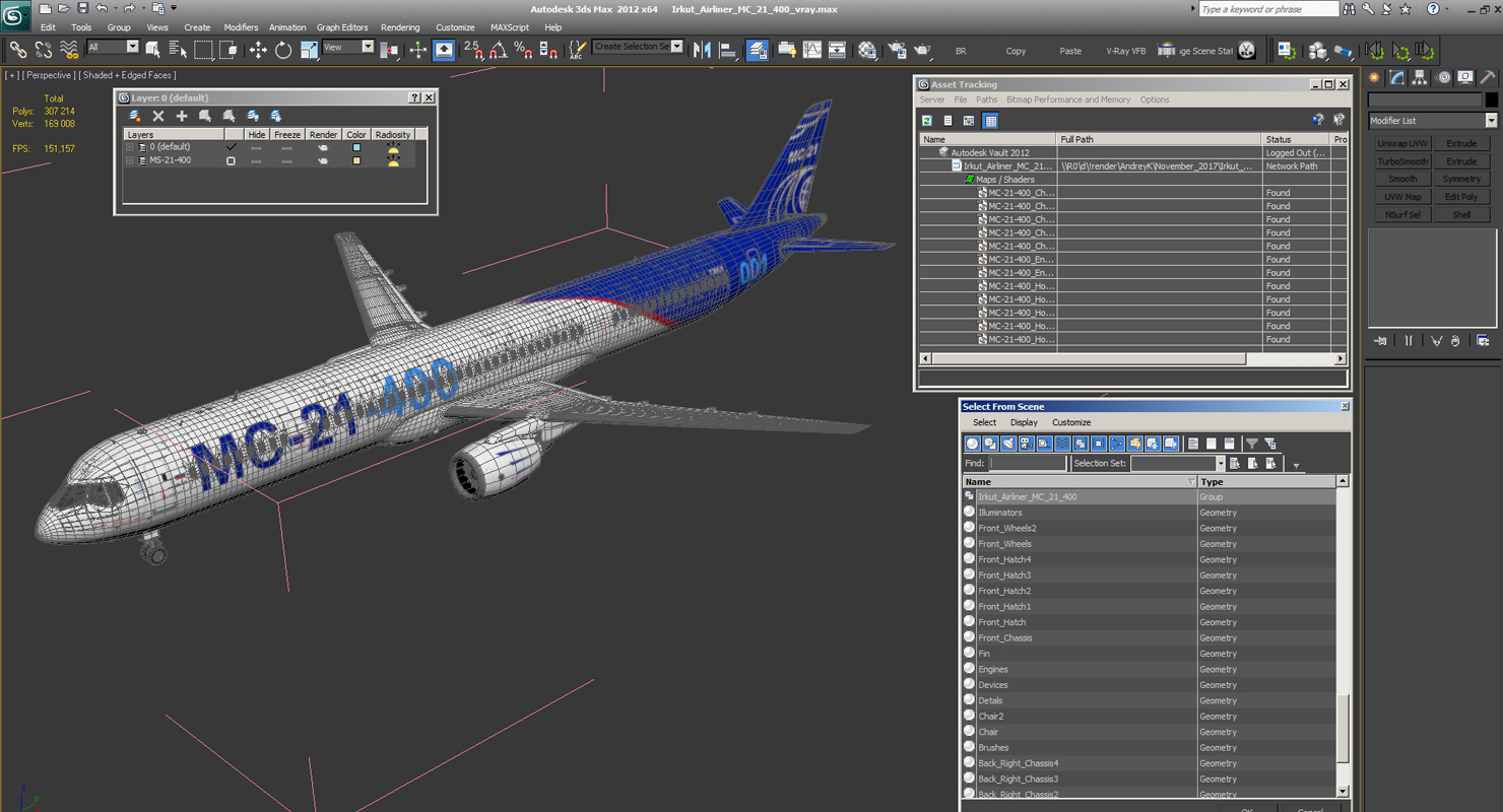 Irkut Airliner MC 21 400 3D model