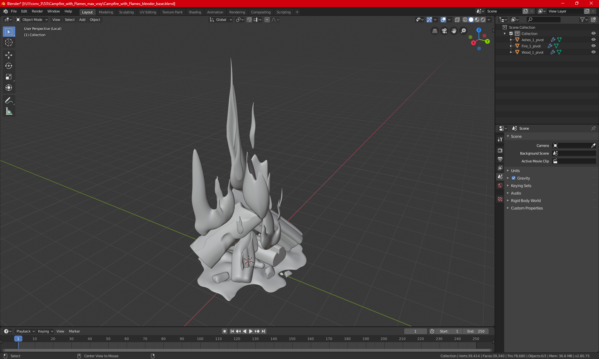 3D model Campfire with Flames