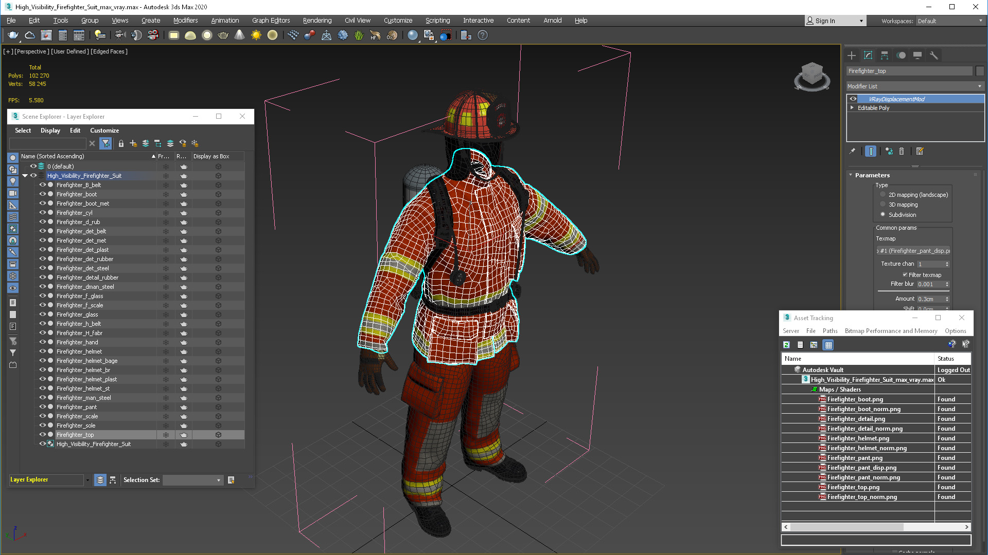 High Visibility Firefighter Suit 3D