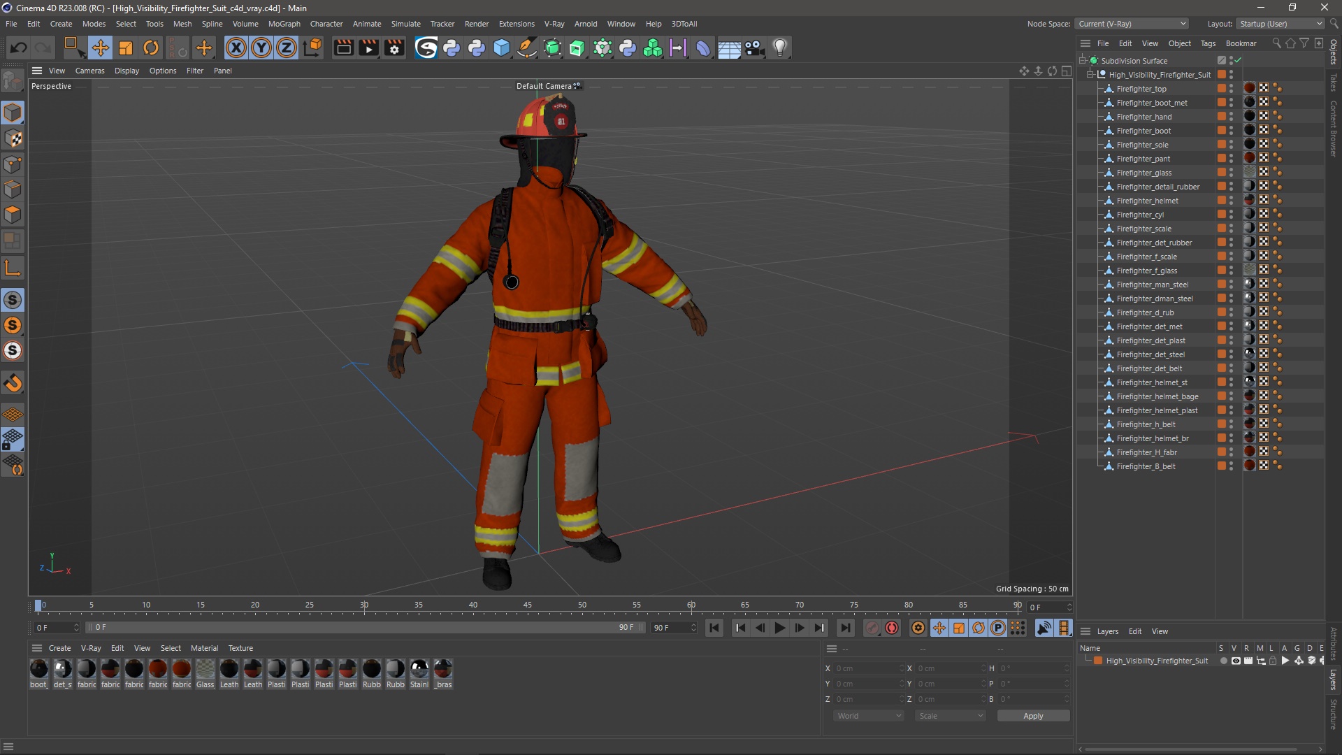 High Visibility Firefighter Suit 3D
