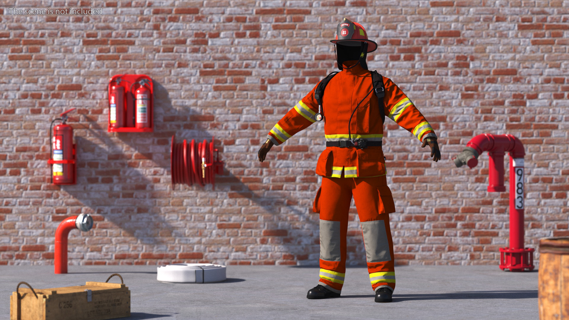 High Visibility Firefighter Suit 3D
