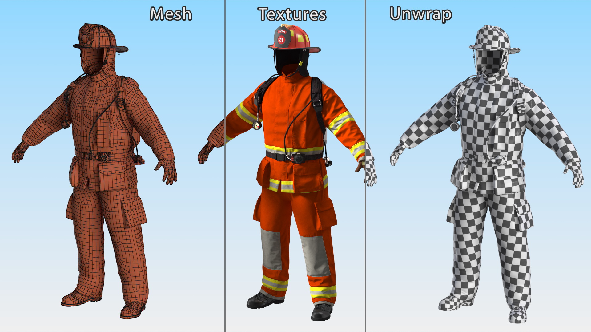 High Visibility Firefighter Suit 3D