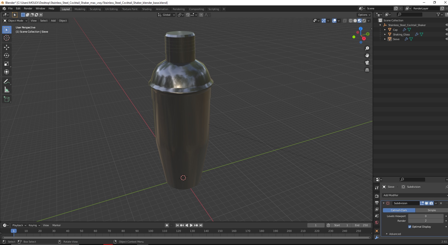 3D Stainless Steel Cocktail Shaker