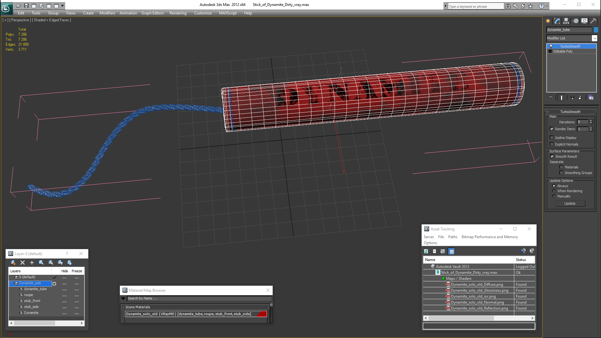 3D Stick of Dynamite Dirty model