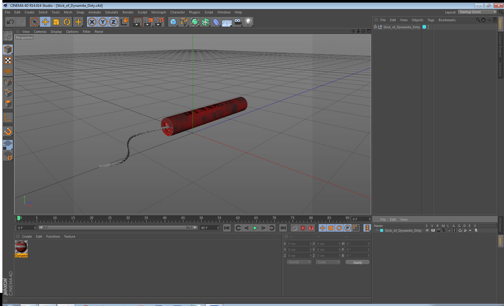 3D Stick of Dynamite Dirty model