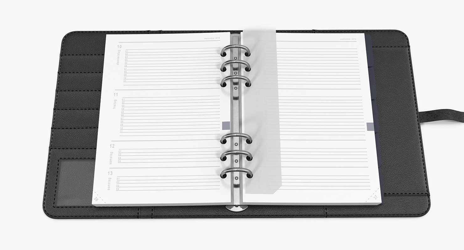 3D Leather Black Organizer Open model