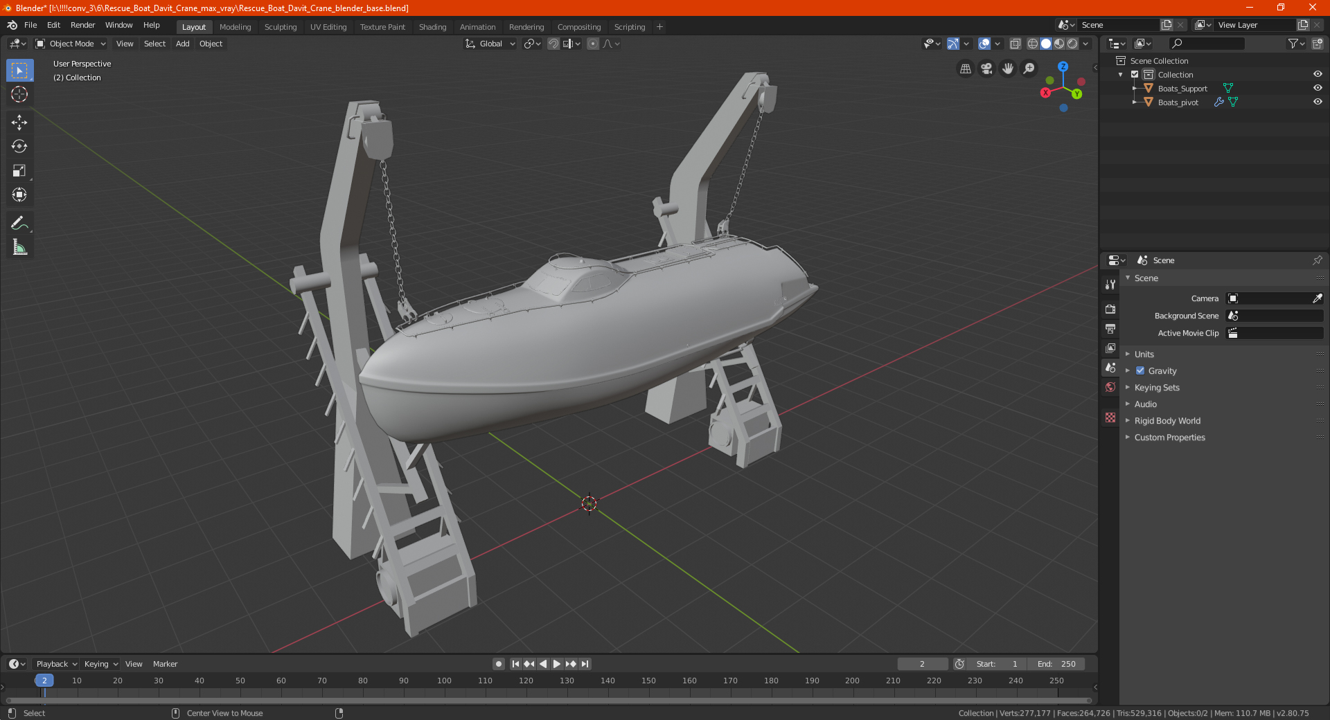 3D Rescue Boat Davit Crane model