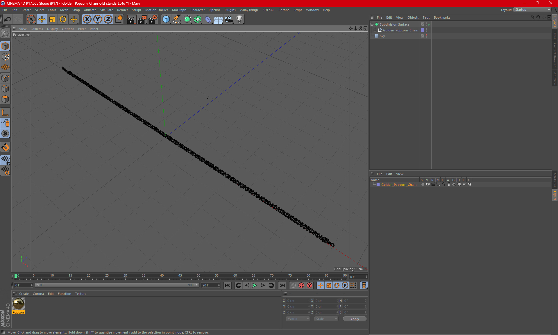 3D model Golden Popcorn Chain