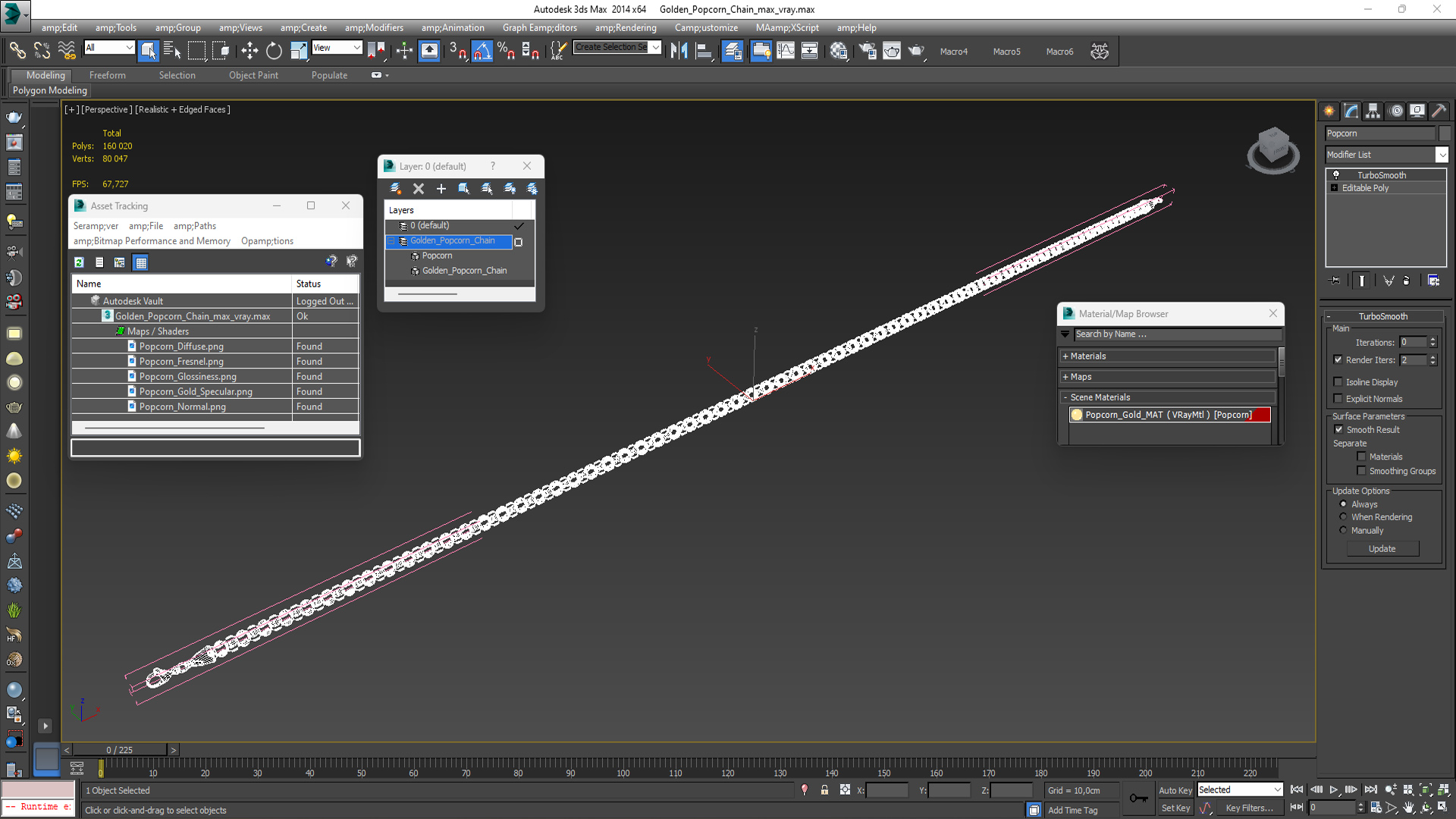 3D model Golden Popcorn Chain