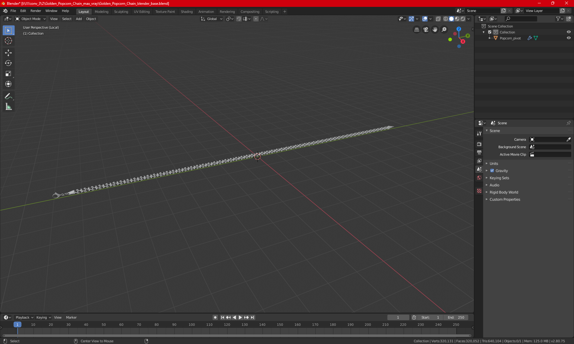 3D model Golden Popcorn Chain