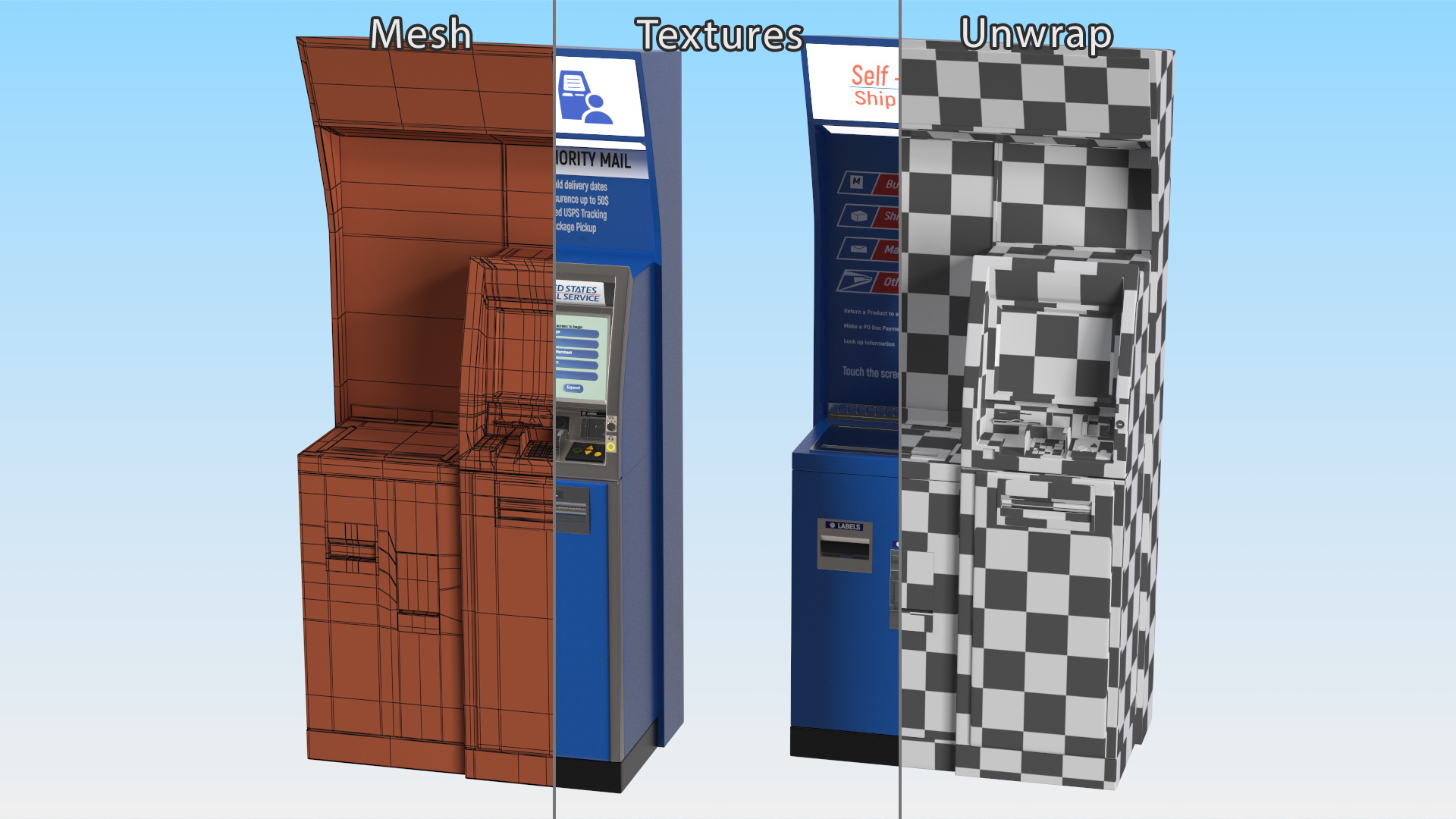 United States Postal Self Service Kiosk 3D model