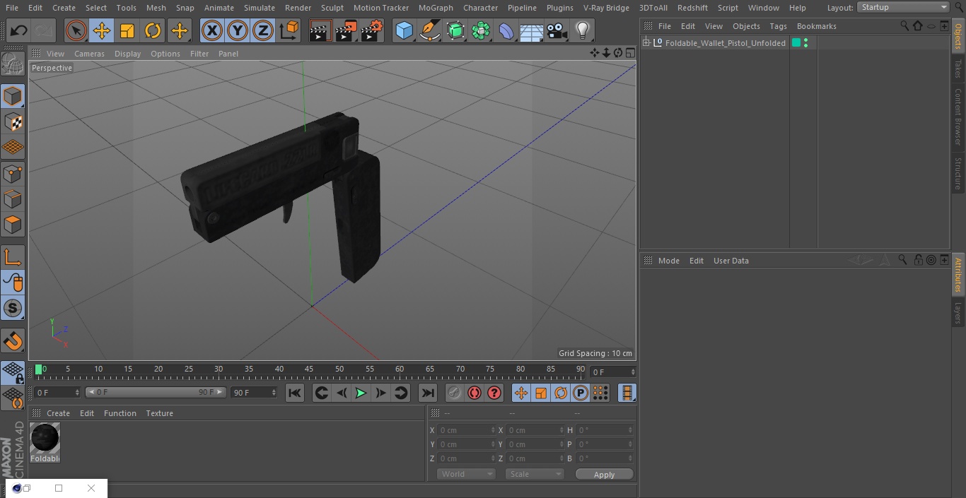 3D Foldable Wallet Pistol Unfolded
