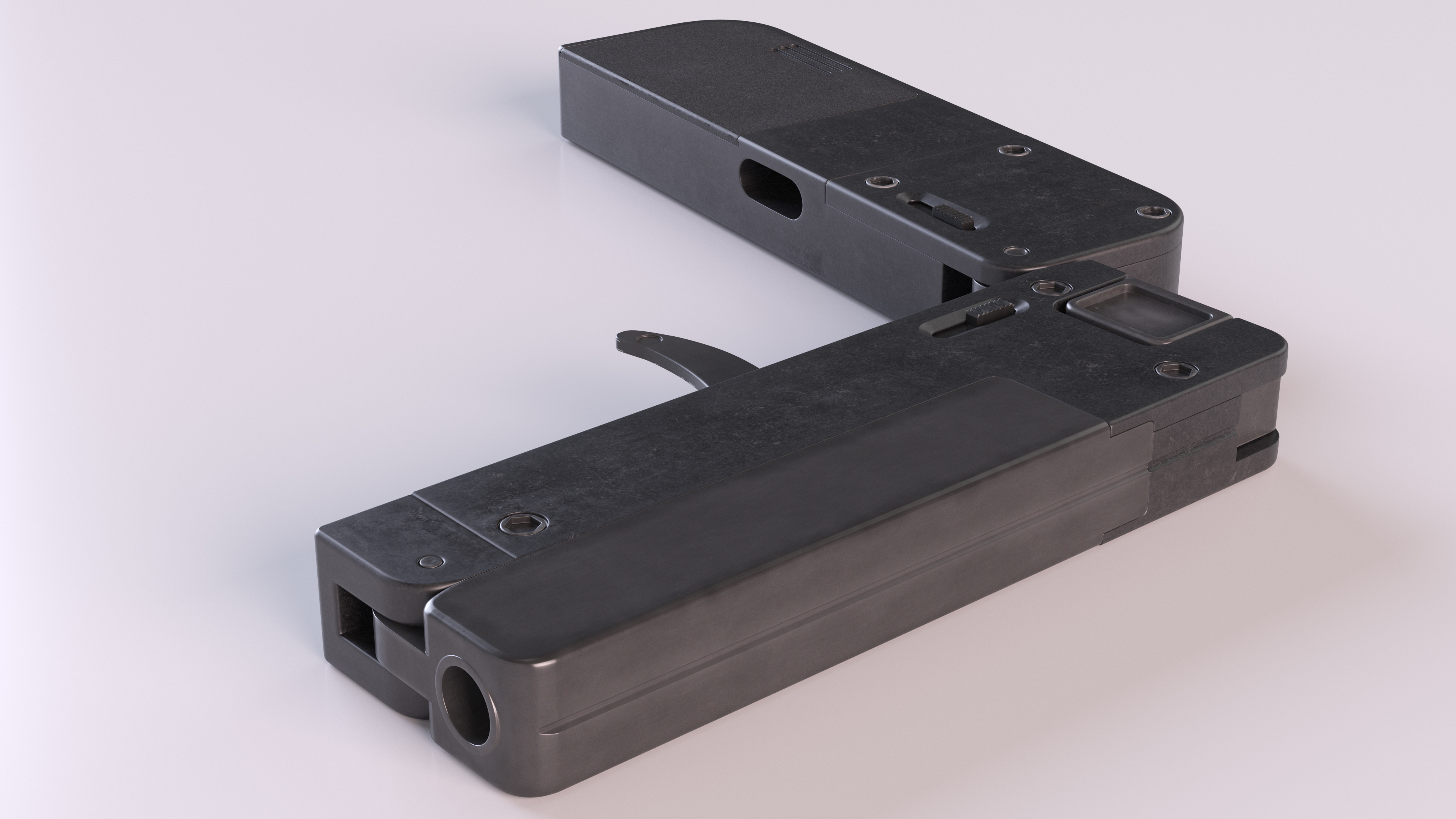 3D Foldable Wallet Pistol Unfolded