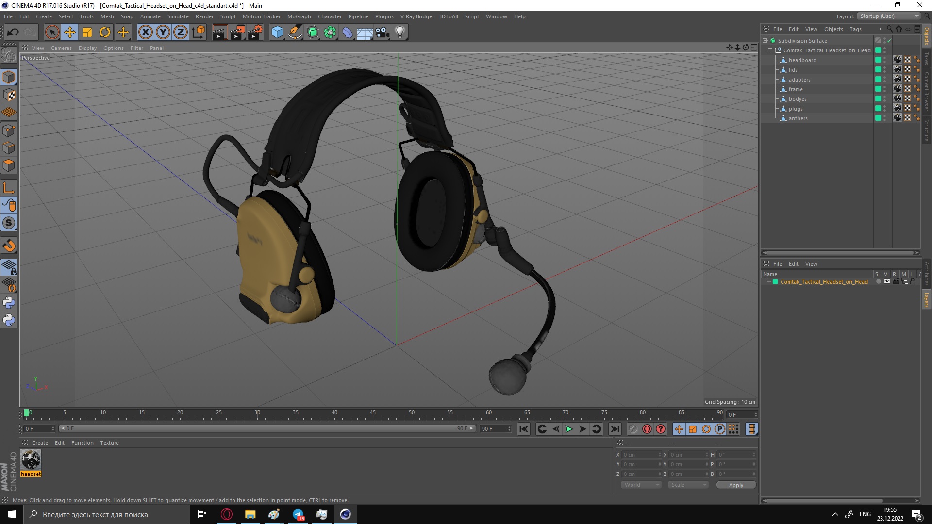 3D Comtak Tactical Headset on Head