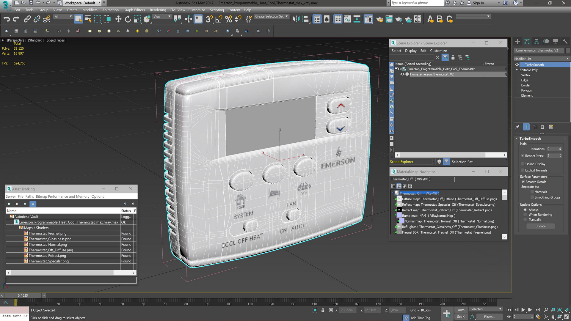 3D Emerson Programmable Heat Cool Thermostat