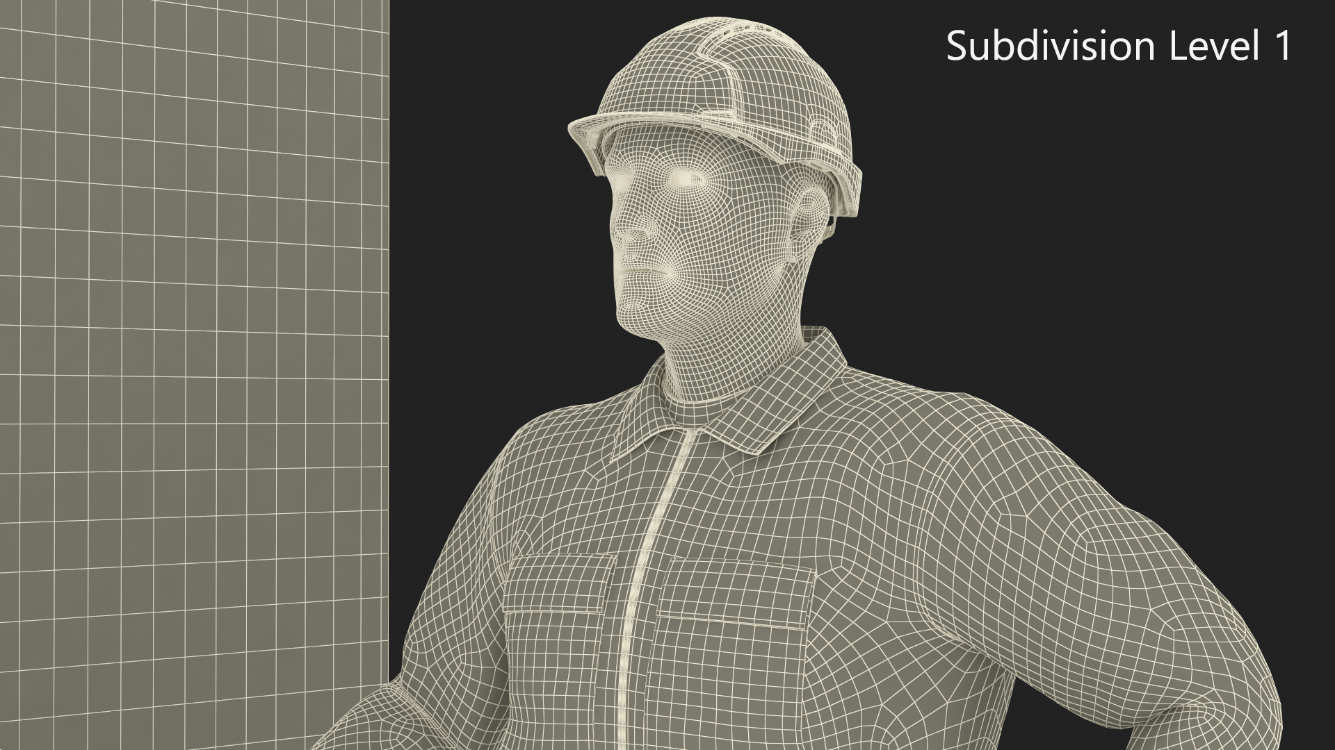 3D model Old Brick Red Wall With Worker