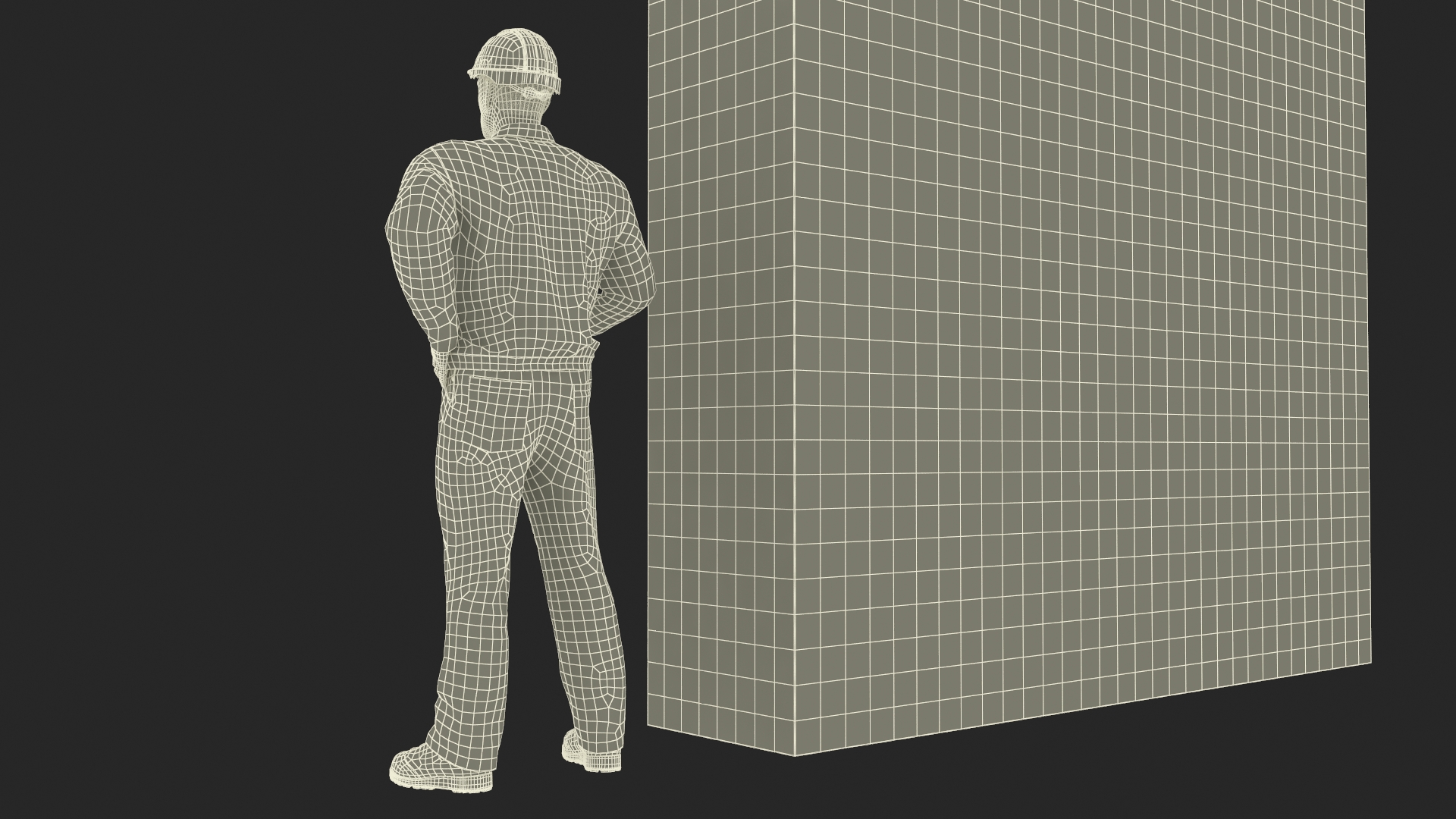3D model Old Brick Red Wall With Worker