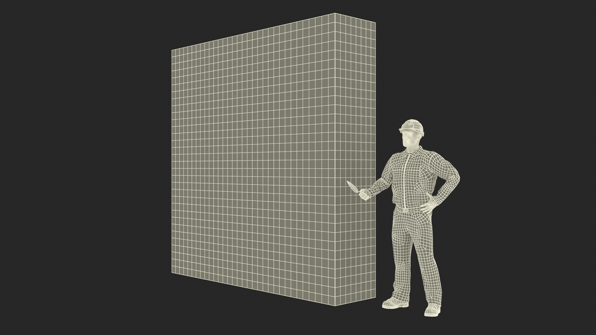 3D model Old Brick Red Wall With Worker