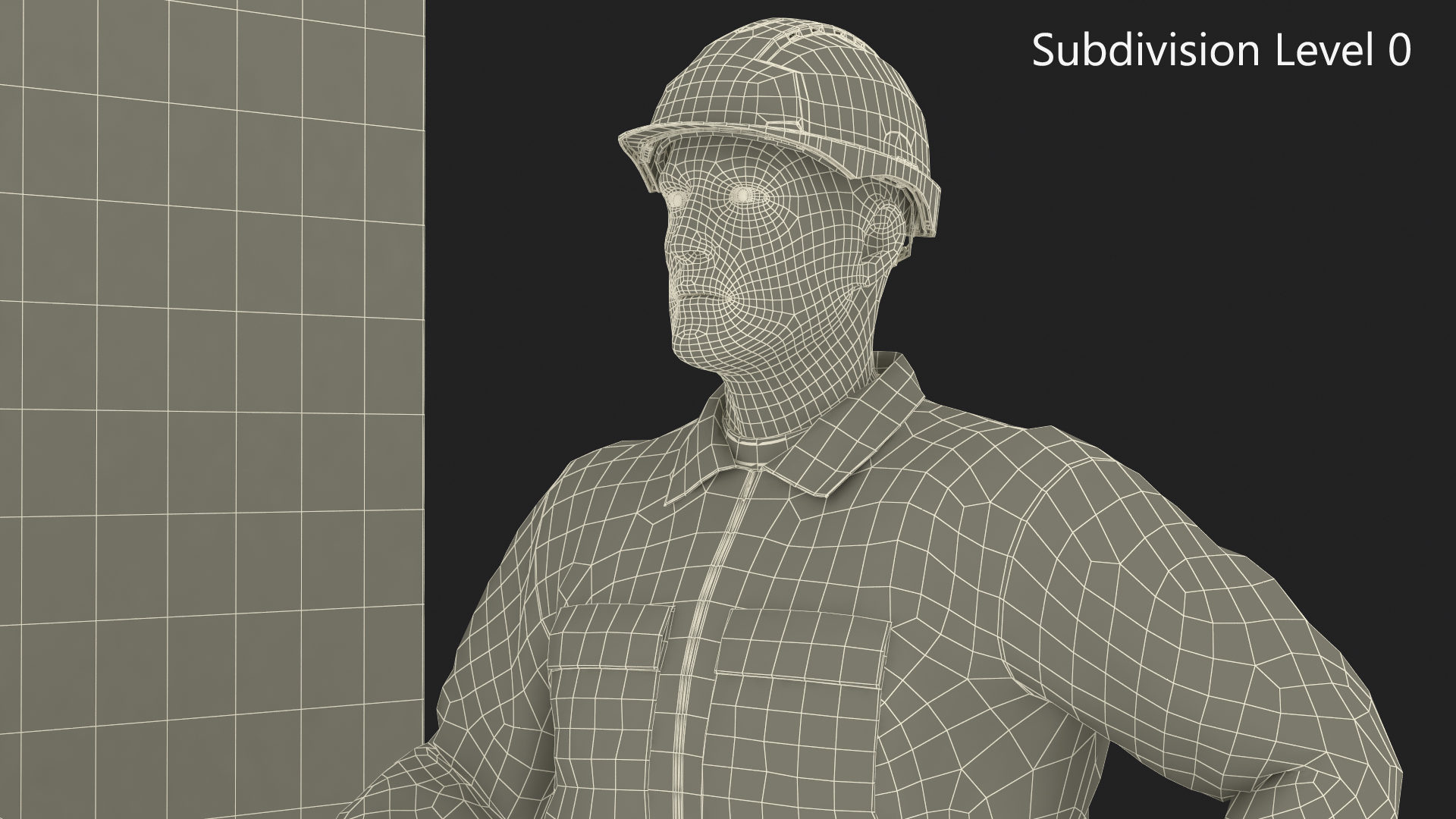 3D model Old Brick Red Wall With Worker