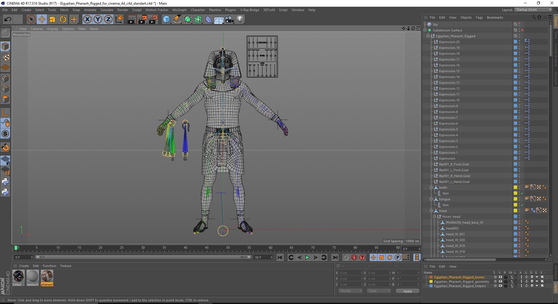 Egyptian Pharaoh Rigged for Cinema 4D 3D