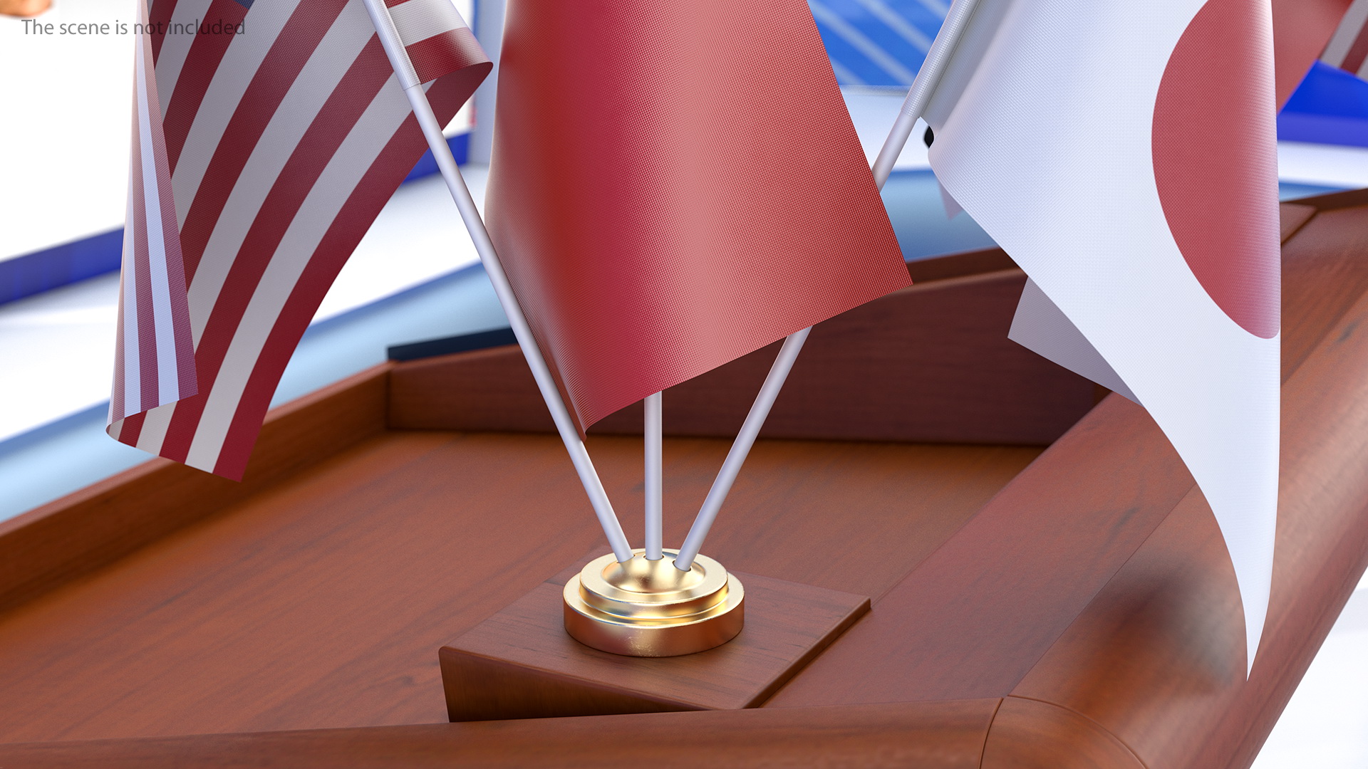 Table Flags USA China Japan 3D