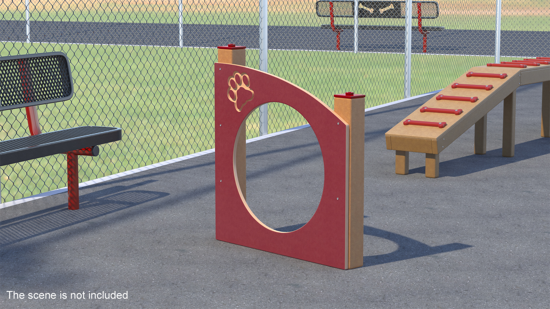 3D Dog Park Ring Standing Red