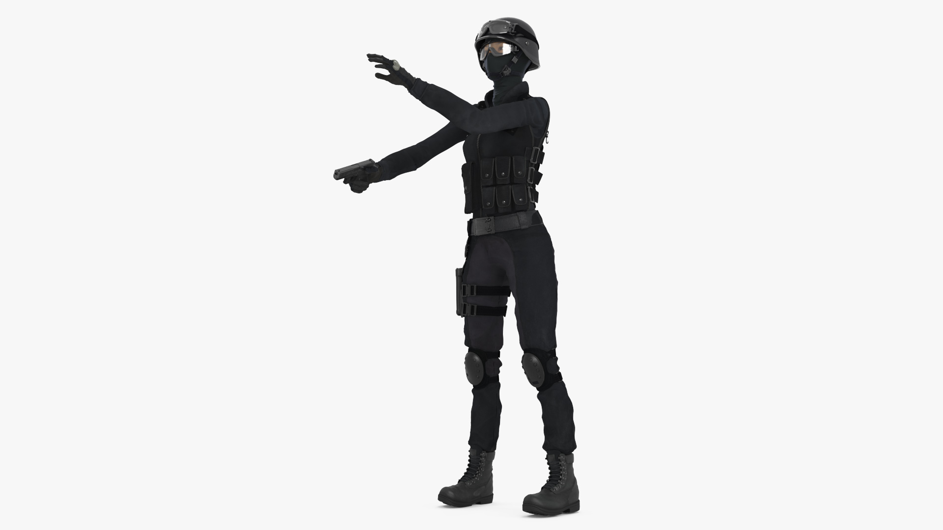 Female Military Swat Asian Rigged for Cinema 4D 3D