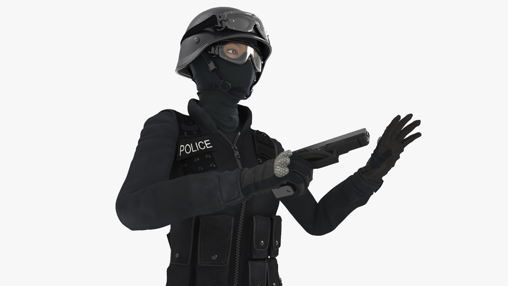 Female Military Swat Asian Rigged for Cinema 4D 3D