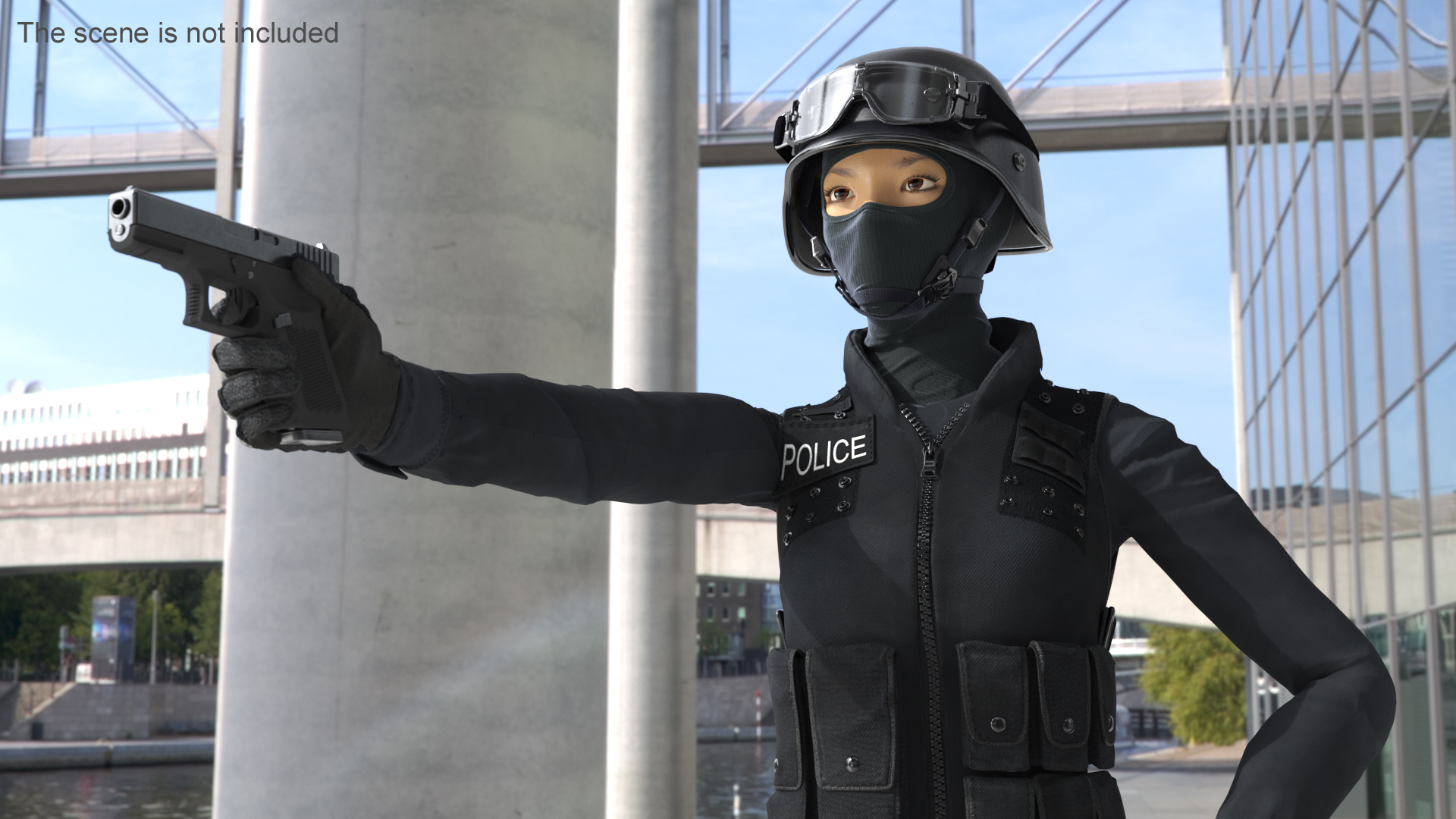 Female Military Swat Asian Rigged for Cinema 4D 3D