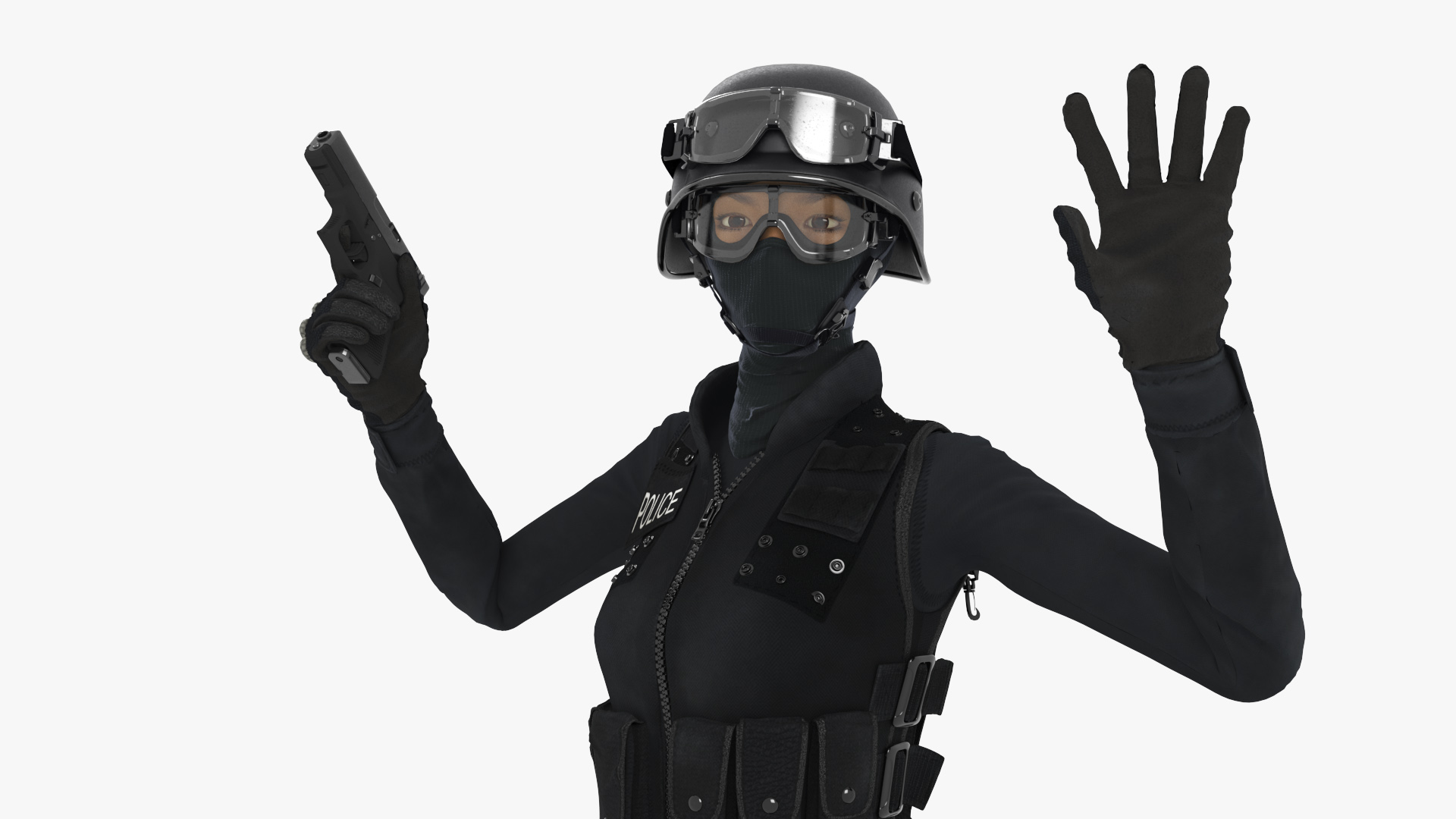 Female Military Swat Asian Rigged for Cinema 4D 3D