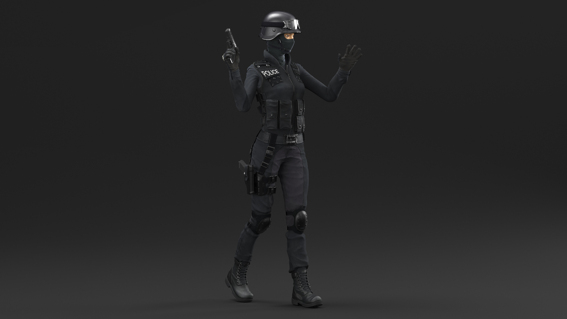 Female Military Swat Asian Rigged for Cinema 4D 3D