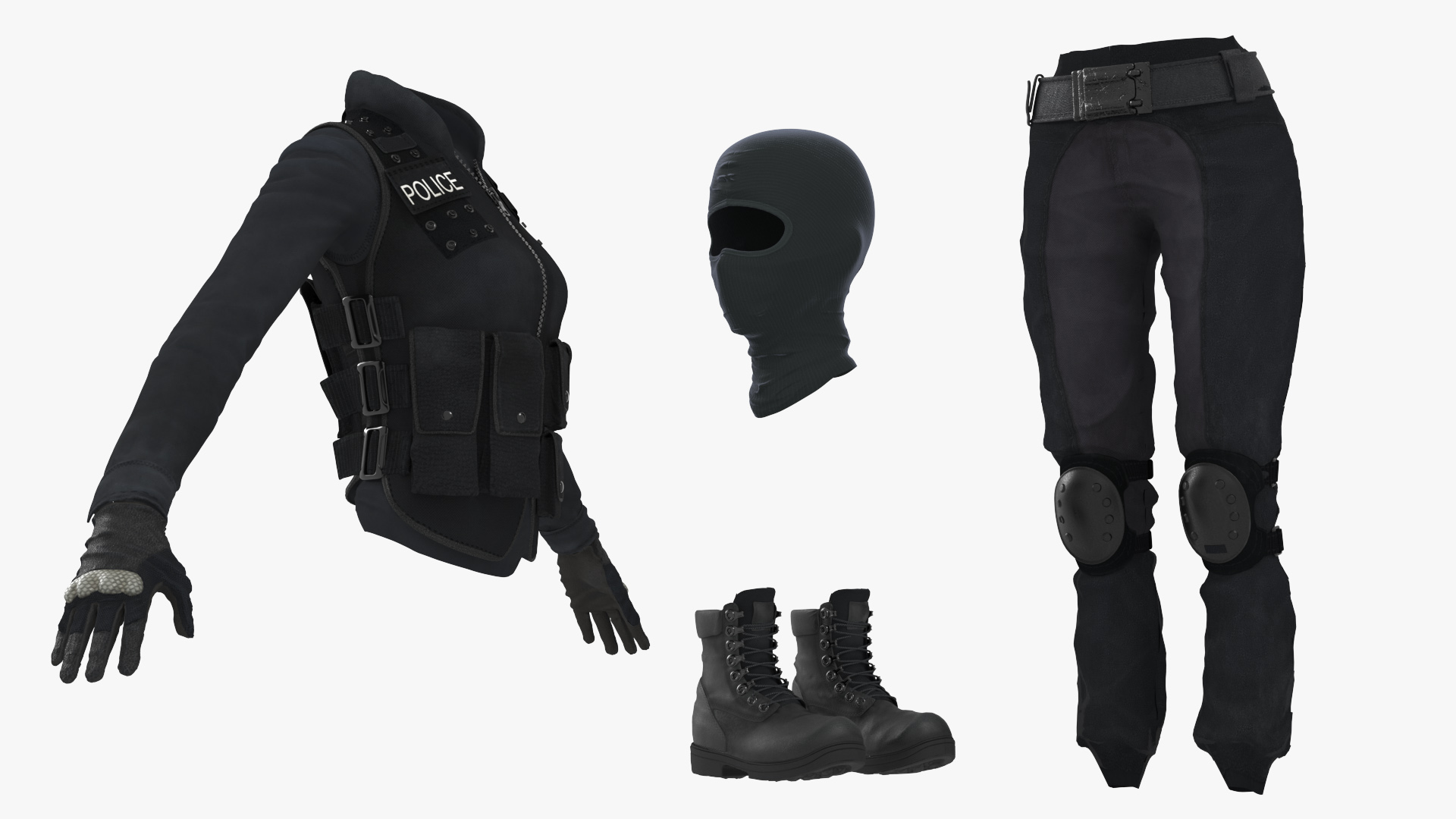 Female Military Swat Asian Rigged for Cinema 4D 3D