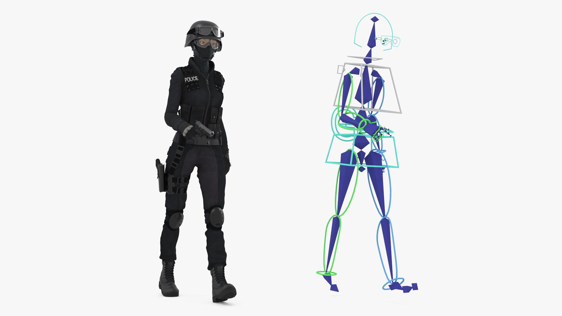 Female Military Swat Asian Rigged for Cinema 4D 3D