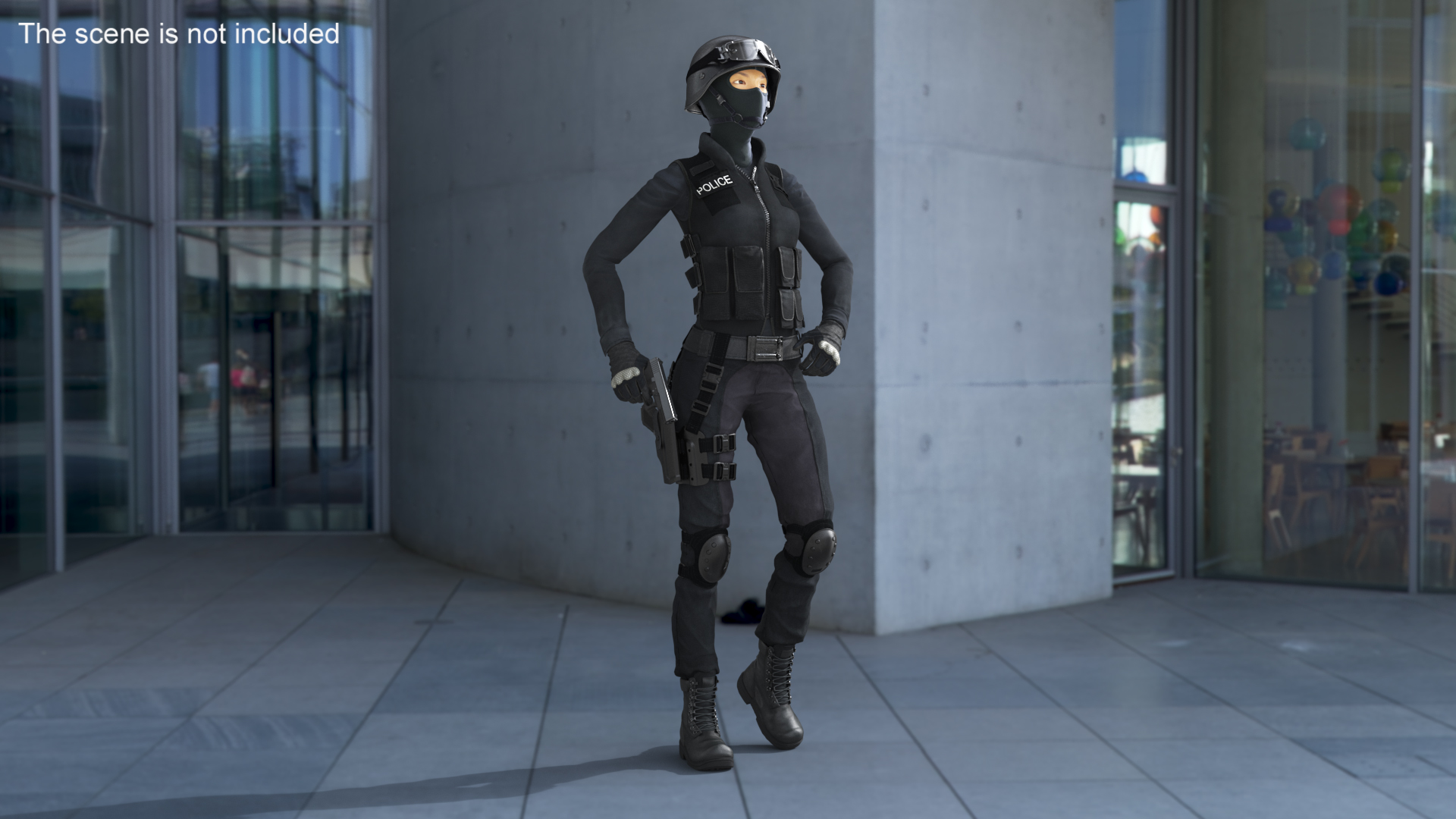 Female Military Swat Asian Rigged for Cinema 4D 3D