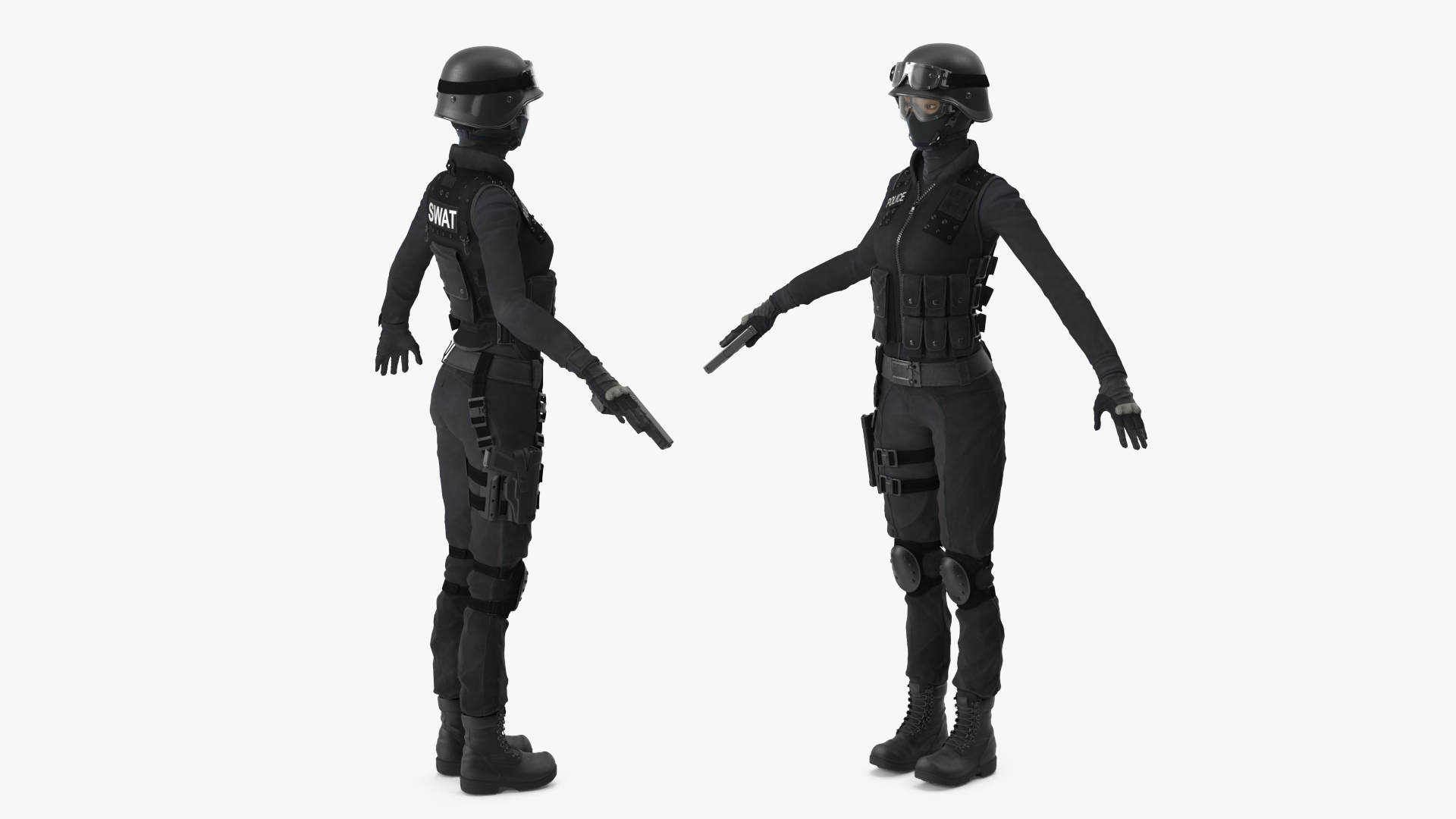 Female Military Swat Asian Rigged for Cinema 4D 3D