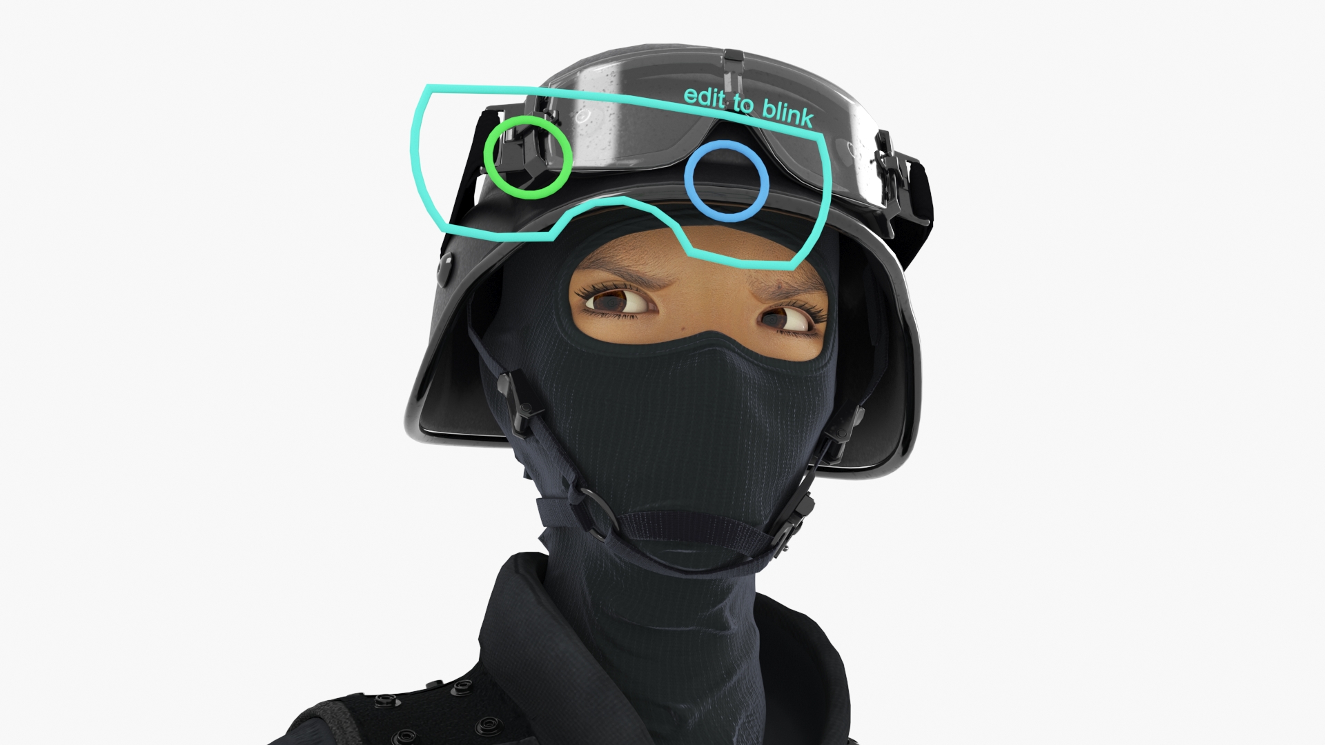 Female Military Swat Asian Rigged for Cinema 4D 3D