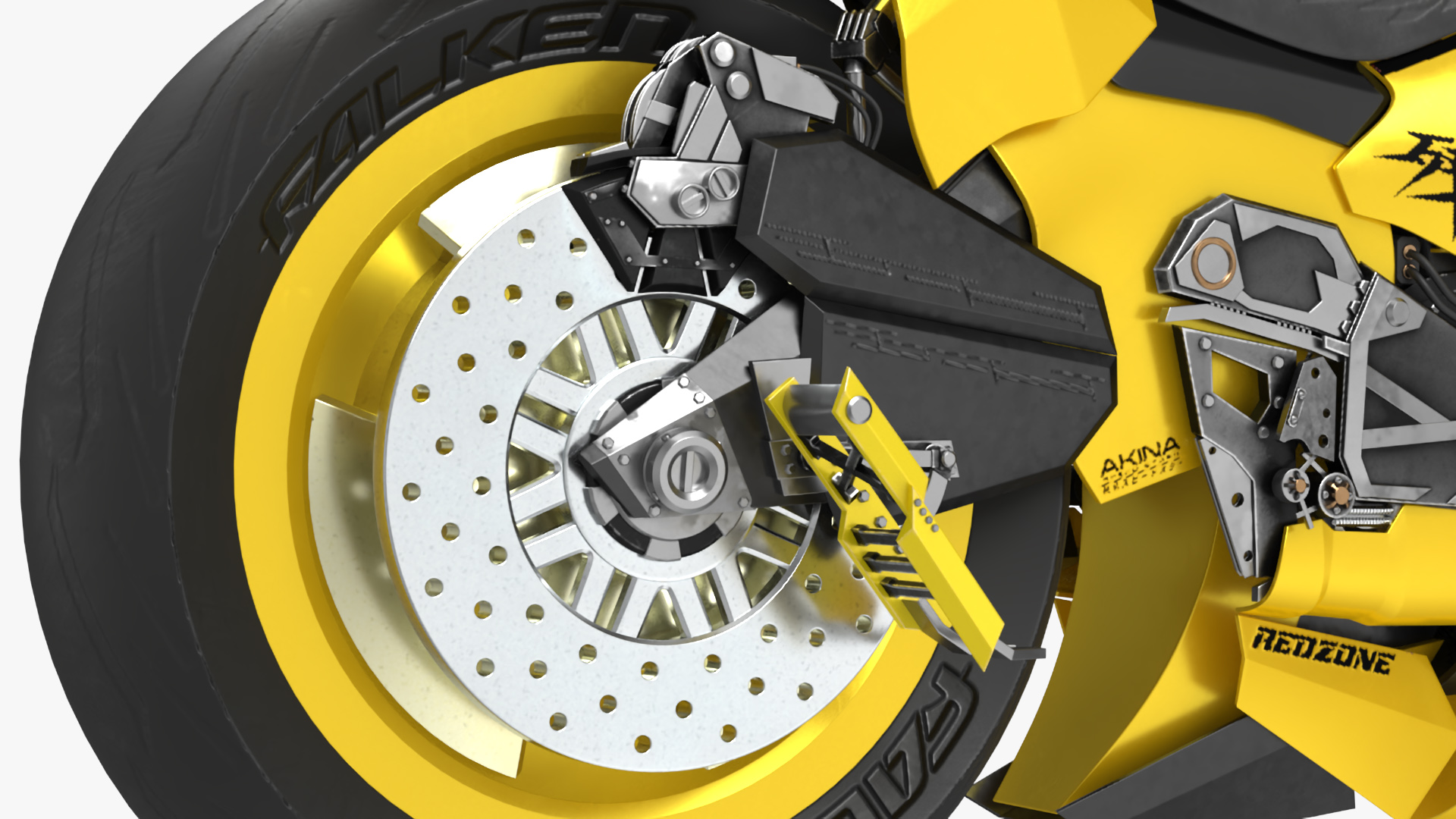 3D Futuristic Street Racing Motorcycle Yellow Color model