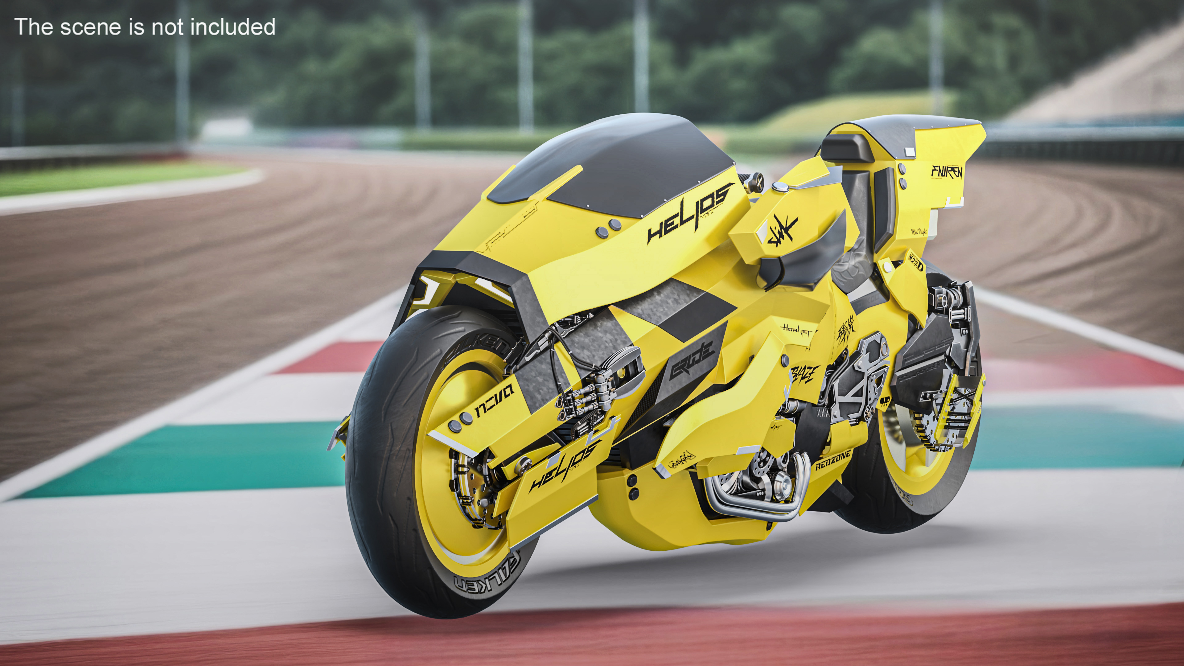 3D Futuristic Street Racing Motorcycle Yellow Color model