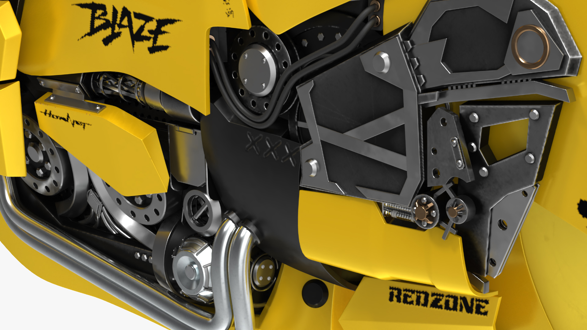 3D Futuristic Street Racing Motorcycle Yellow Color model