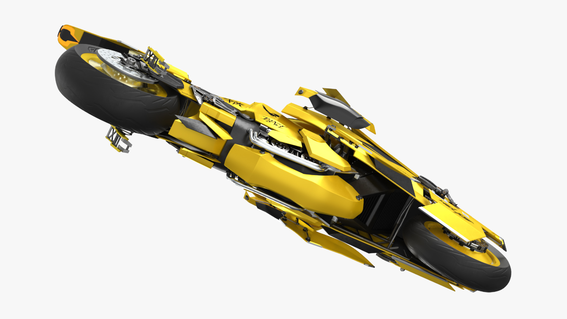 3D Futuristic Street Racing Motorcycle Yellow Color model