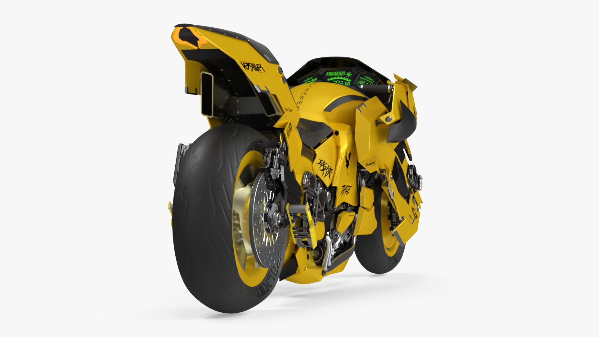 3D Futuristic Street Racing Motorcycle Yellow Color model