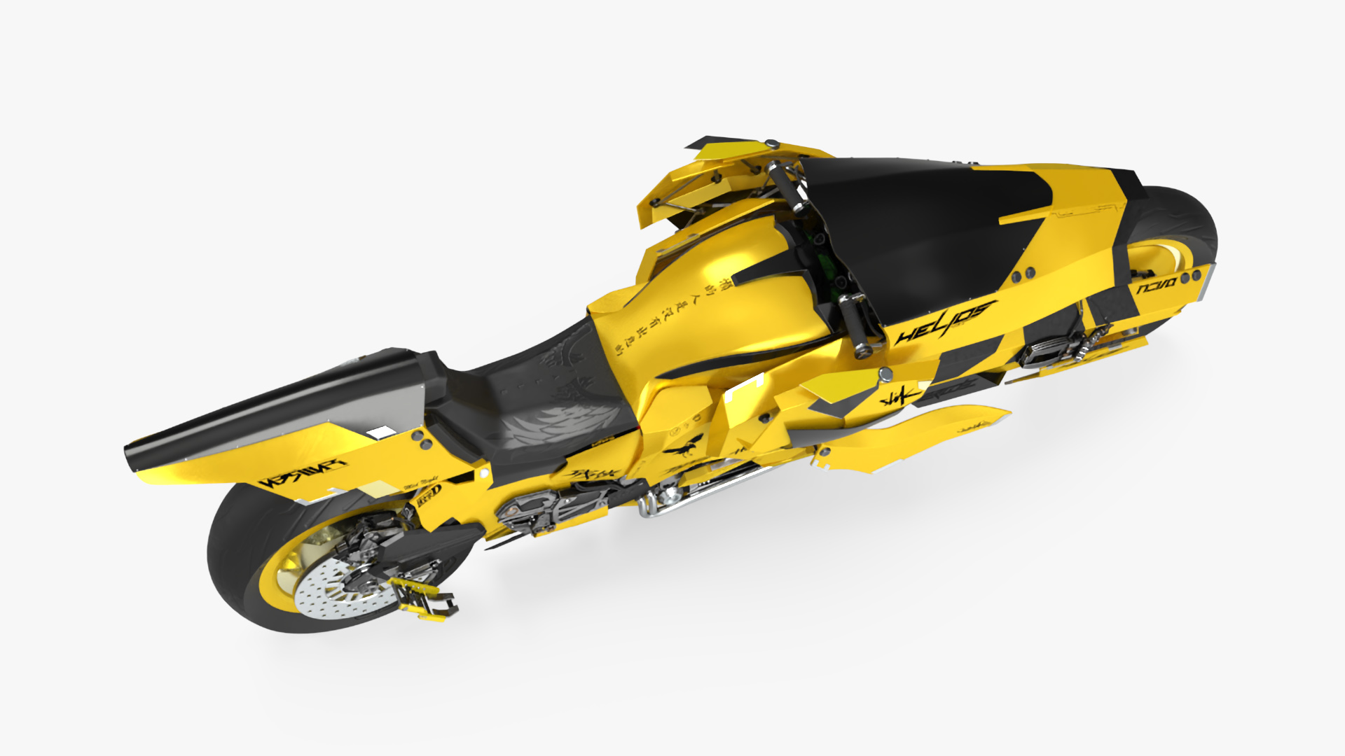 3D Futuristic Street Racing Motorcycle Yellow Color model