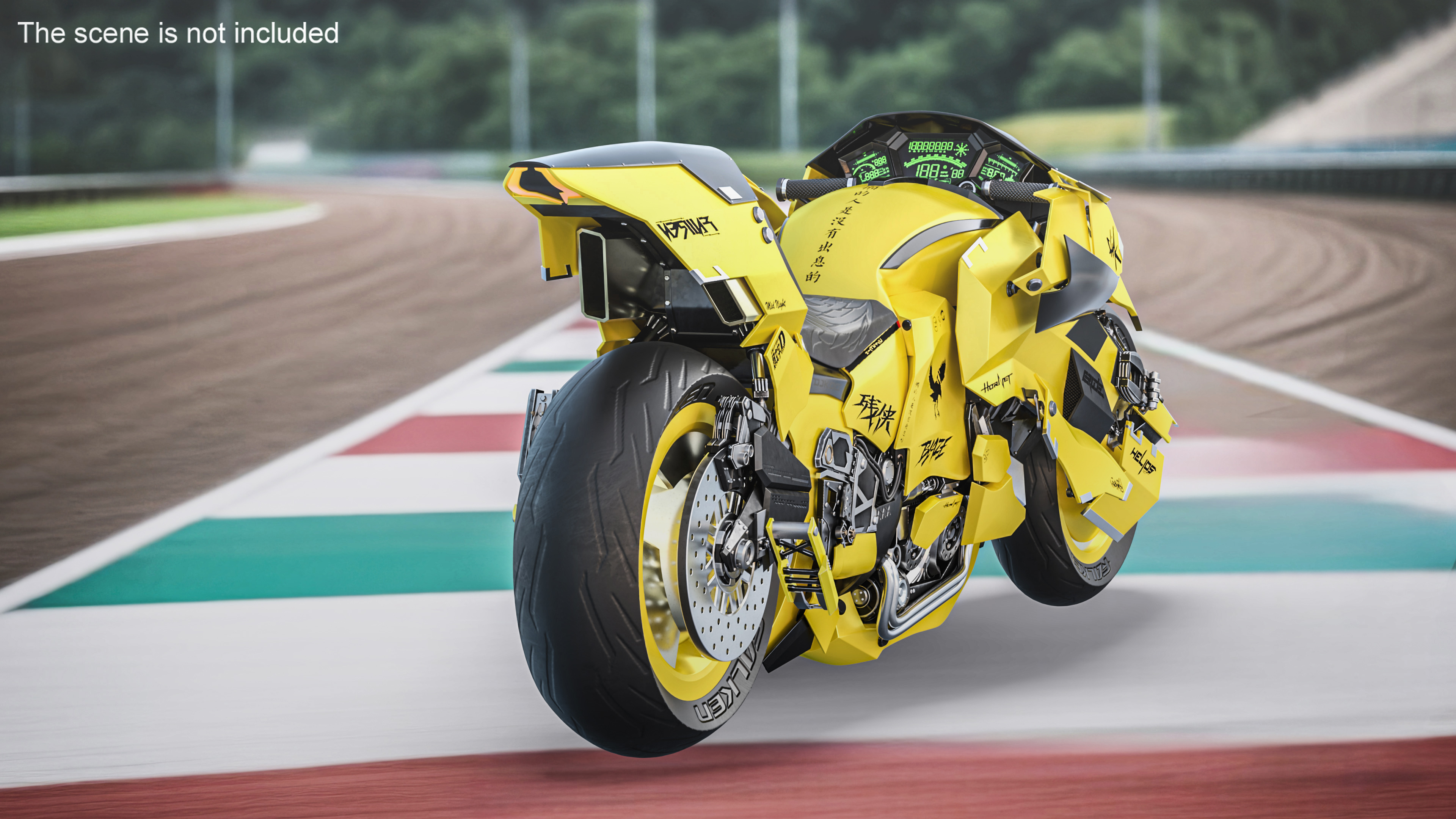 3D Futuristic Street Racing Motorcycle Yellow Color model