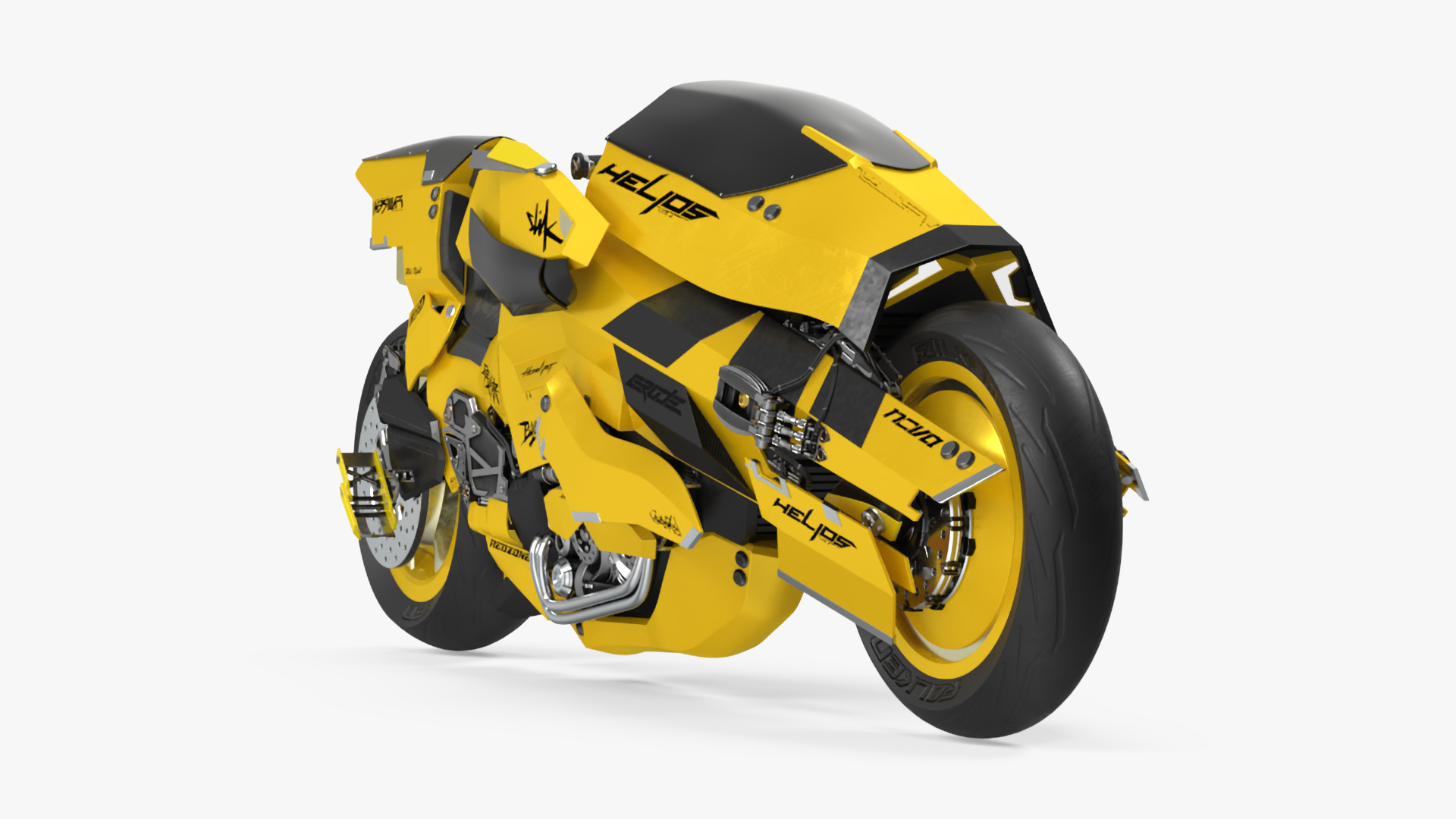 3D Futuristic Street Racing Motorcycle Yellow Color model