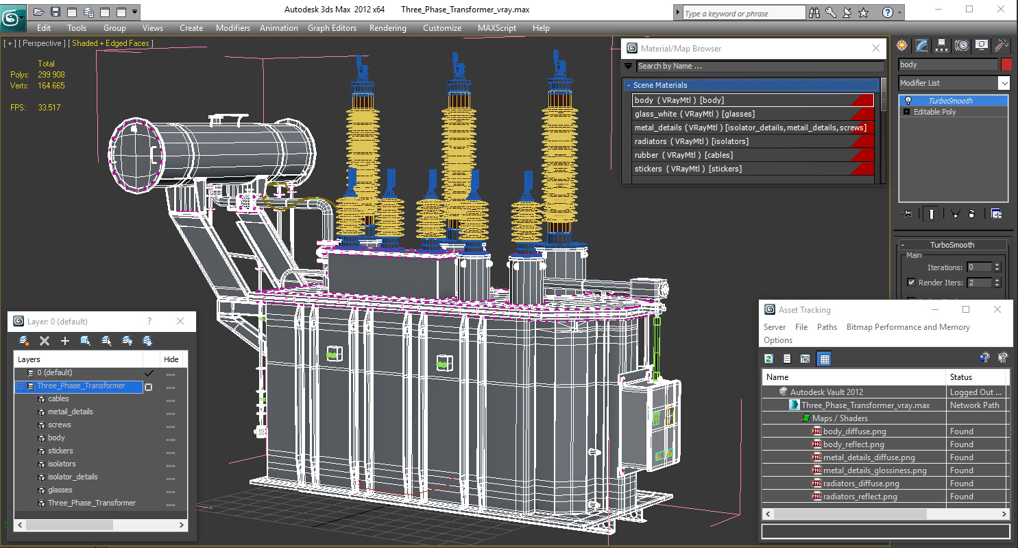 3D Three Phase Transformer model